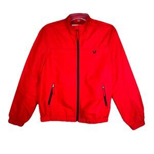 True Religion Jacket Mens Small Red Black Track Jacket Lightweight Street Preppy